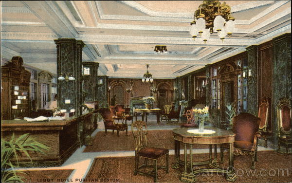 Lobby View of the Hotel Puritan Boston Massachusetts