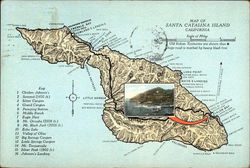 Map of Santa Catalina Island, CA Postcard