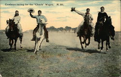Cowboys Racing for the Chuck Wagon Cowboy Western Postcard Postcard Postcard