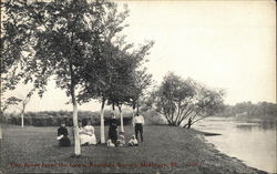 Fox River from the Lawn at Rosedale Resort McHenry, IL Postcard Postcard Postcard