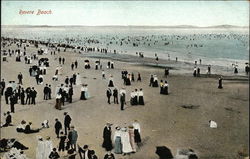 Beachgoers on Revere Beach Massachusetts Postcard Postcard Postcard