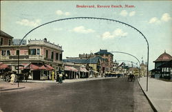 Wide View of Boulevard Revere Beach, MA Postcard Postcard Postcard