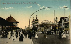 Band Stand and Boulevard Revere Beach, MA Postcard Postcard Postcard