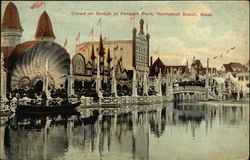 Crowd on Bridge at Paragon Park Nantasket Beach, MA Postcard Postcard Postcard