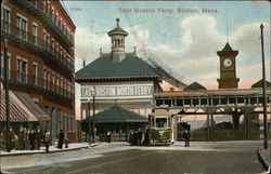Street View of East Boston Ferry Postcard