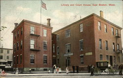 Street View of Library and Court House Postcard