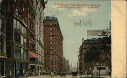 Tremont Street from Common, Showing Hotel Touraine Postcard
