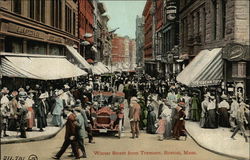 Busy Winter Street from Tremont Postcard
