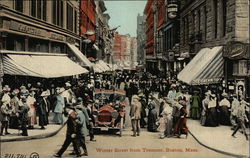 Busy Winter Street from Tremont Postcard