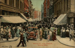 Busy Winter Street from Tremont Postcard
