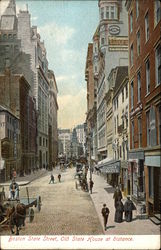 Boston State Street, Old State House at Distance Postcard
