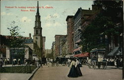 Tremont Street looking towards Park Street Church Postcard