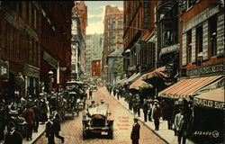Busy School Street Postcard