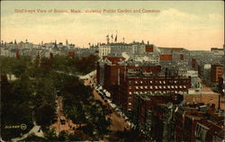 Bird's Eye View showing Public Garden and Common Boston, MA Postcard Postcard Postcard