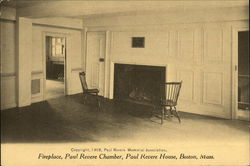 Fireplace, Paul Revere Chamber, Paul Revere House Boston, MA Postcard Postcard 