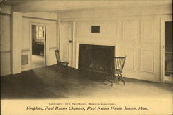 Fireplace, Paul Revere Chamber, Paul Revere House Postcard