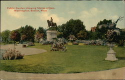 Public Garden, showing Statue of George Washington Postcard