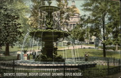 Brewers Fountain, Boston Common Showing State House Postcard