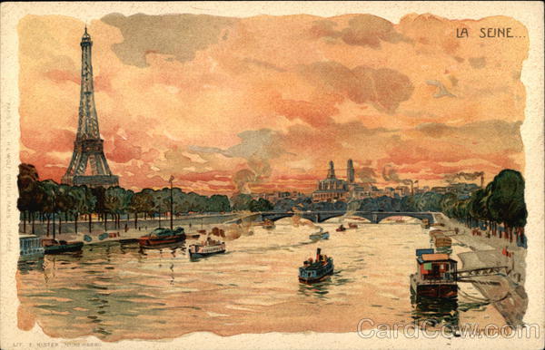 The Seine with View of Eiffel Tower Paris France C. Schmidt
