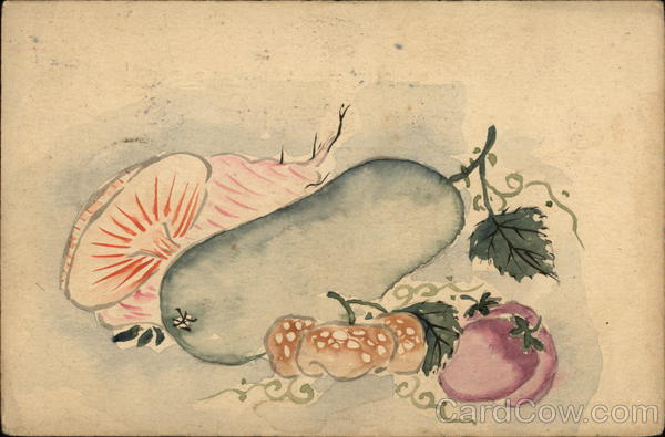 Rare Hand Drawn Watercolor Original Art Still Life 1910 China