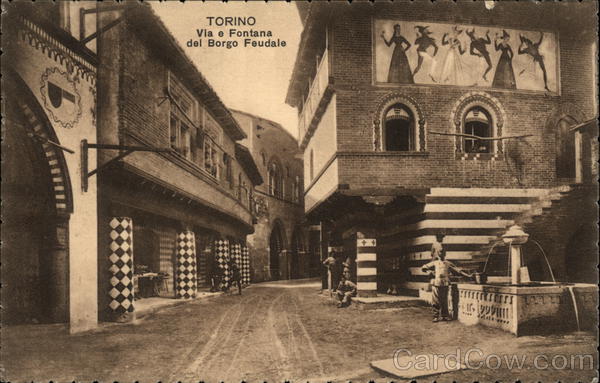 Via e Fontana del Borgo Feudale Turin Italy