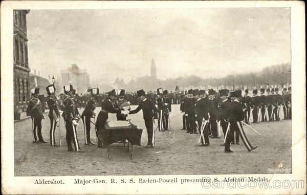 Aldershot. Major-Gen. R.S.S. Baden-Powell presenting S. African Medals