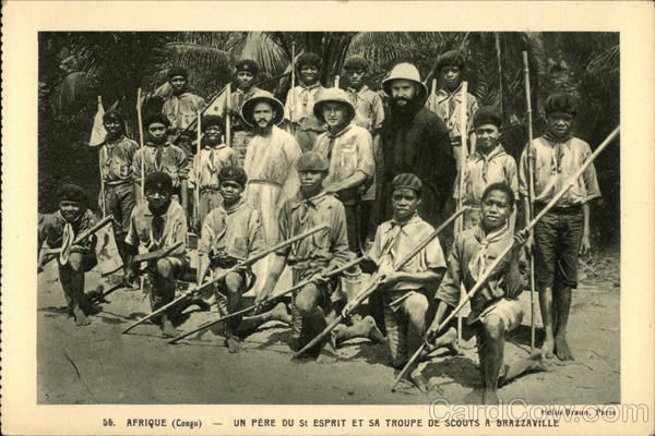 Priest and Boy Scout Troop, Brazzaville, Congo Boy Scouts