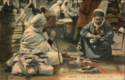 Cafe Maure en Plein Air (Open Air) Algiers, Algeria Africa Postcard Postcard