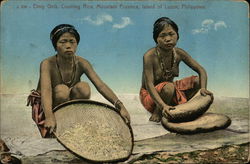 Etnig Girls Crushing Rice, Mountain Province Postcard