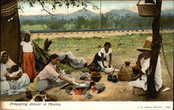 Family Preparing Dinner in Mexico Postcard