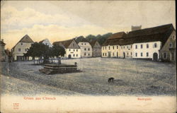 Markiplatz Grus aus Chiesch, Czechoslavakia Eastern Europe Postcard Postcard