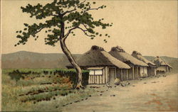 Hand Colored Huts Postcard