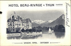 Hotel Beau-Rivage Thunersee, Switzerland Postcard Postcard