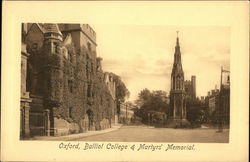 Balliol College & Martyr's Memorial Oxford, England Oxfordshire Postcard Postcard