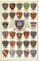 Oxford University - Arms of the Colleges of Oxford England Oxfordshire Postcard Postcard