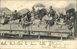 Truck load of Ashanti Kings and chiefs returning from Sekondi to Kumassi. Postcard
