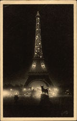 Eiffel Tower at Night Paris, France Postcard Postcard