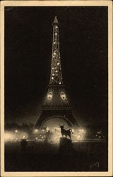 Eiffel Tower at Night Postcard