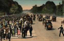 Crowded Scene at Avenue du Bois de Boulogne Postcard
