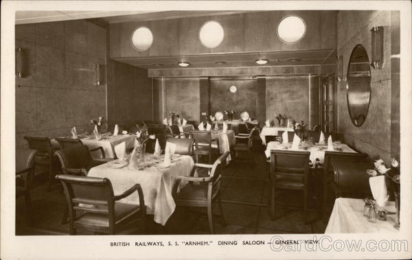 British Railways S.S. Arnhem - Dining Saloon Ferries