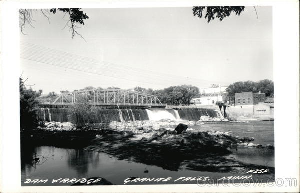 Water View of Dam and Bridge Granite Falls Minnesota