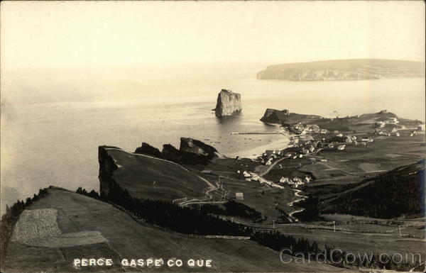 View of Town and Shoreline Perce QC Canada Quebec