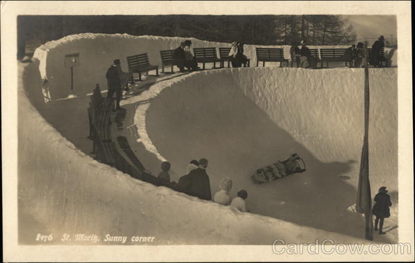 Sunny Corner of Bobsled Run St. Moritz Switzerland