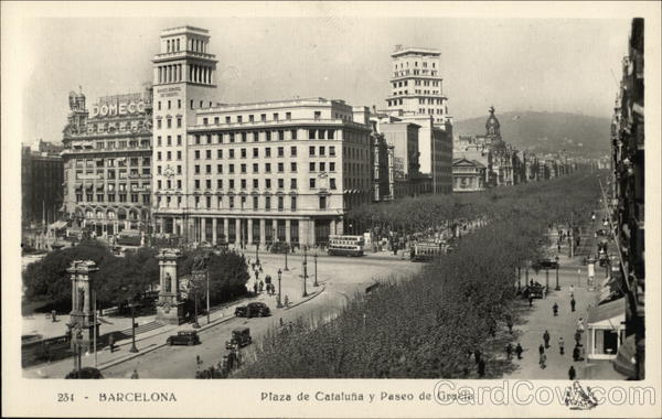 Plaza de Cataluna y Paseo de Gracia Barcelona Spain