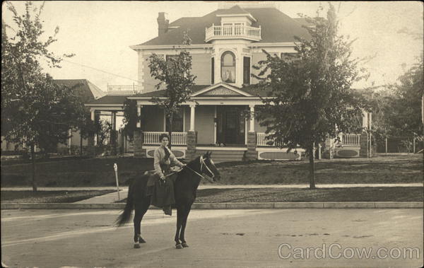 Woman Seated on Horse in Colonial America Women