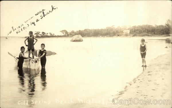 Boys Swimming in Water, Cold Spring Beach Wickford Rhode Island