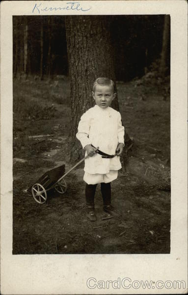 Child Pulling a Toy Wagon Children