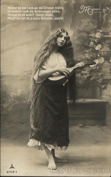 Portrait of Young Girl Playing Lute Women