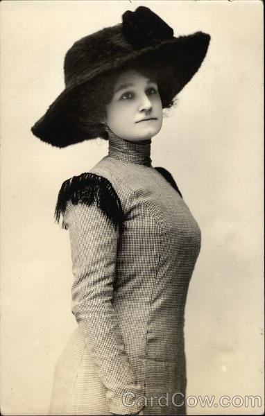 Woman in Dress and Black Hat Women