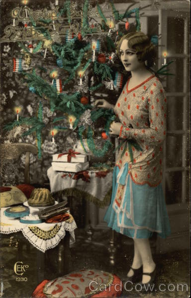 Woman with Christmas Tree